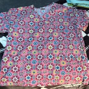 Floral Pink Scrub Top